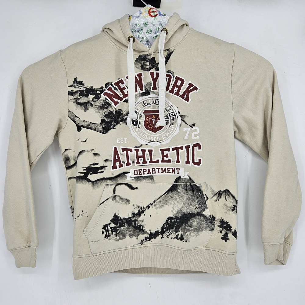Blind Rooster Hoodie Mens Medium New York Athletic Pullover Mountains Tan